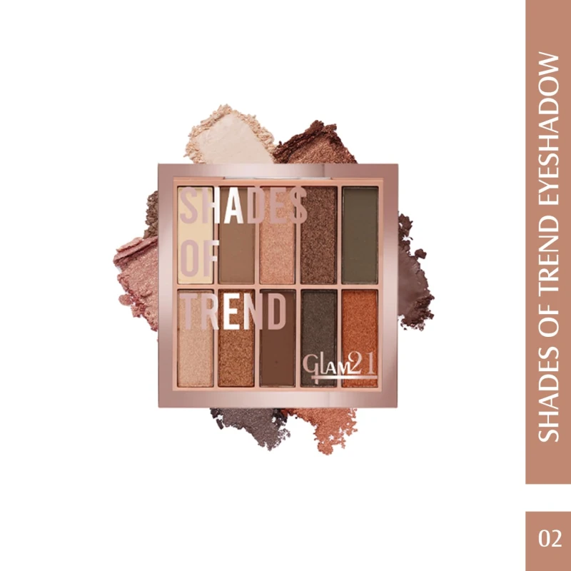 Glam21 Shades of Trend Eyeshadow Palette | 10 Highly Pigmented Shades |Smudge Free &amp; Long-Lasting| Shimmery Finish| 4gm - Shade -02 - Thumbnail 2