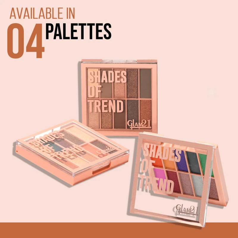 Glam21 Shades of Trend Eyeshadow Palette | 10 Highly Pigmented Shades |Smudge Free &amp; Long-Lasting| Shimmery Finish| 4gm - Shade -02 - Thumbnail 5