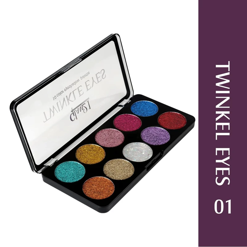 Glam21 Twinkle Eyes Glitter Palette|10 Cream Based Highly Pigmented Shades|Non Sticky Look -13gm-01 thumbnail 2
