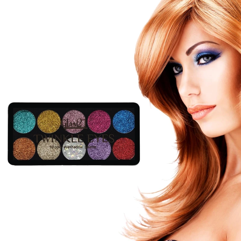 Glam21 Twinkle Eyes Glitter Palette|10 Cream Based Highly Pigmented Shades|Non Sticky Look -13gm-01 thumbnail 4