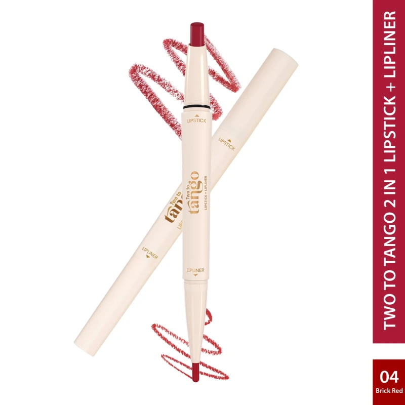 Glam21 Two To Tango Lip Liner + Lipstick Duo |Non-Transfer |16hrs Long Stay | Creamy Matte Finish| Super-glide formula | Non-drying |For Sensational lip look, Brick Red-04 - Thumbnail 2