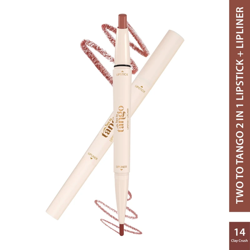 Glam21 Two To Tango Lip Liner + Lipstick Duo |Non-Transfer |16hrs Long Stay | Creamy Matte Finish| Super-glide formula | Non-drying |For Sensational lip look, Clay Crush-14 - Thumbnail 2