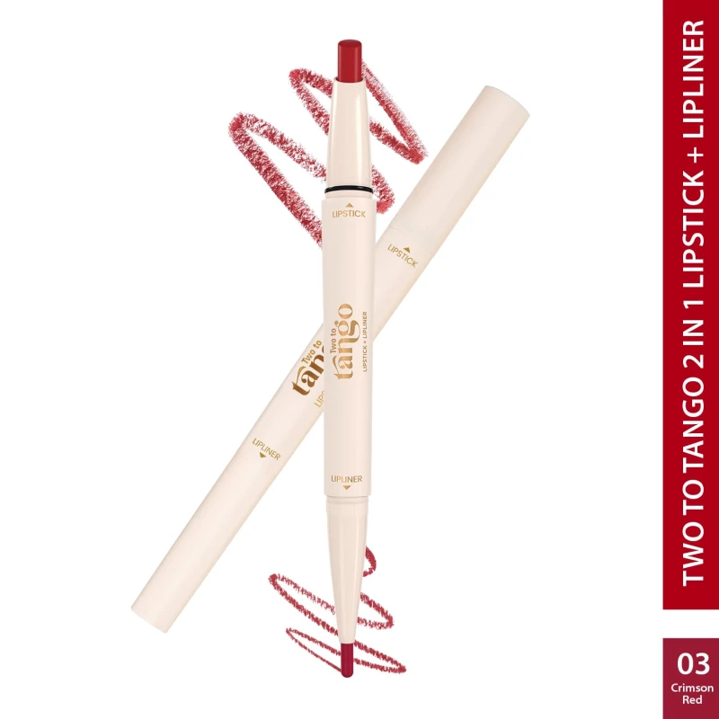 Glam21 Two To Tango Lip Liner + Lipstick Duo |Non-Transfer |16hrs Long Stay | Creamy Matte Finish| Super-glide formula | Non-drying |For Sensational lip look, Crimson Red-03 - Thumbnail 2