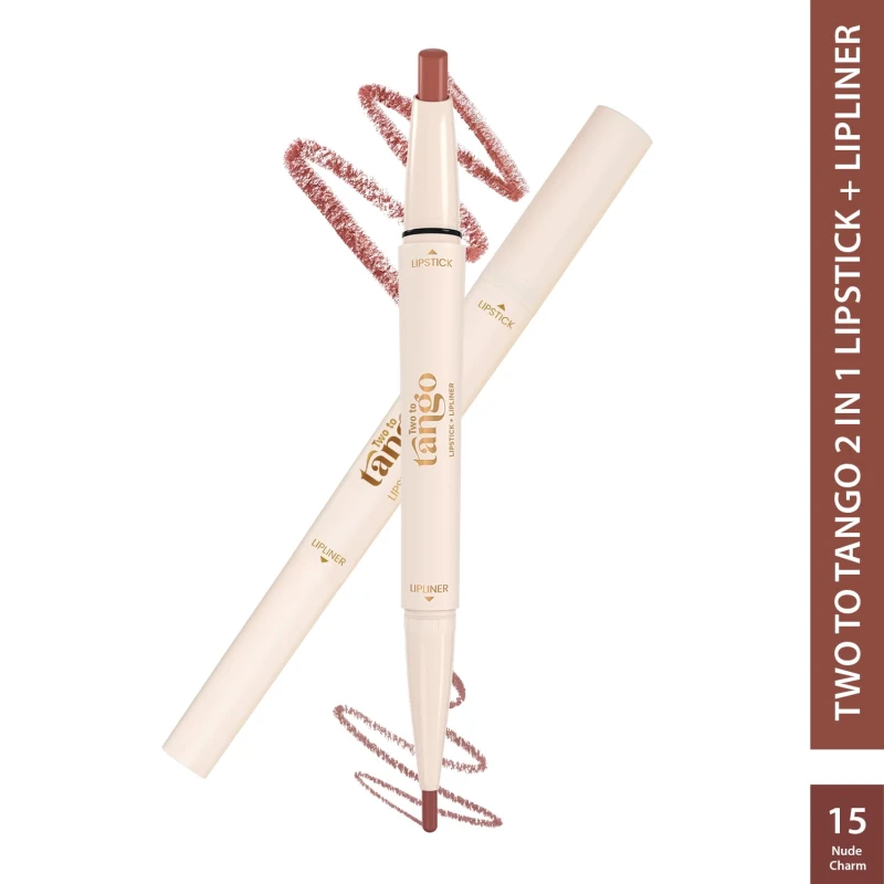Glam21 Two To Tango Lip Liner + Lipstick Duo |Non-Transfer | 16hrs Long Stay | Creamy Matte Finish| Super-glide formula | Non-drying |For Sensational lip look, Nude Charm-15 - Thumbnail 2