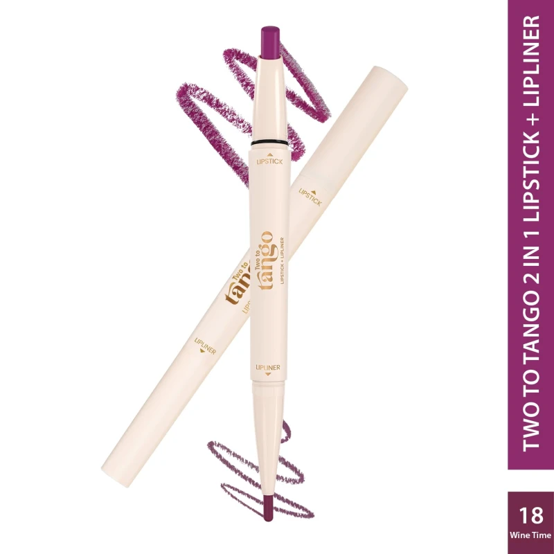 Glam21 Two To Tango Lip Liner + Lipstick Duo |Non-Transfer |16hrs Long Stay | Creamy Matte Finish| Super-glide formula | Non-drying |For Sensational lip look, Wine Time-18 - Thumbnail 2