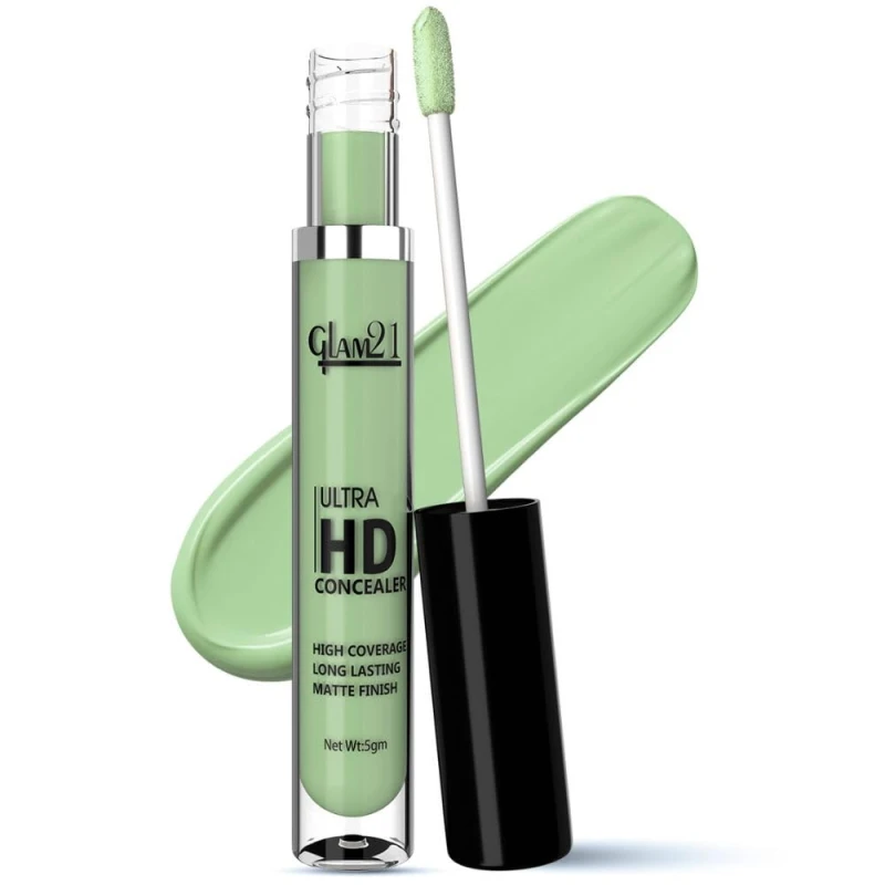 Glam21 Ultra HD Liquid Concealer (12+1 Tester) HD Finish | Non-sticky Long-lasting Matte Finish | | Easy-gliding Applicator | Hide Pores, Skin Acne, Scars, Blemishes | 5gm, Green Apple - Thumbnail 2