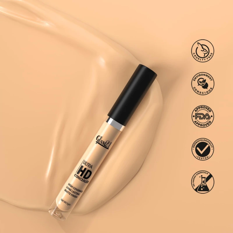 Glam21 Ultra HD Liquid Concealer for HD Finish | Non-sticky Long-lasting Matte Finish | | Easy-gliding Applicator | Hide Pores, Skin Acne, Scars, Blemishes | 5gm, Medium Warm thumbnail 8
