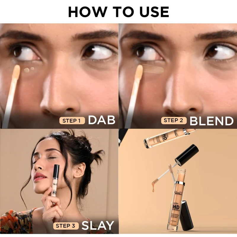 Glam21 Ultra HD Liquid Concealer for HD Finish | Non-sticky Long-lasting Matte Finish | | Easy-gliding Applicator | Hide Pores, Skin Acne, Scars, Blemishes | 5gm, Yellow Sand - Thumbnail 5