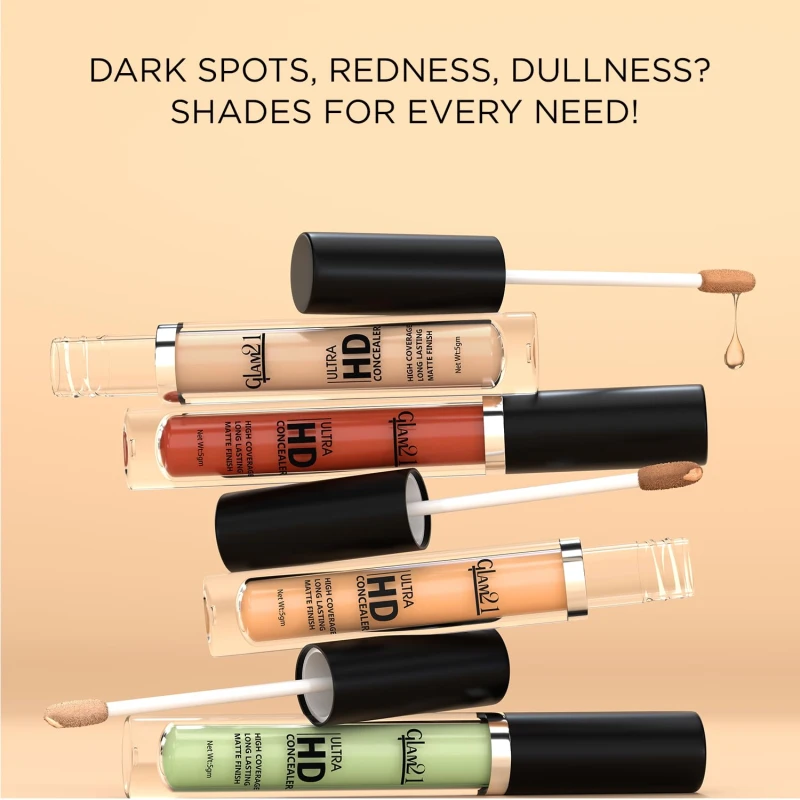 Glam21 Ultra HD Liquid Concealer for HD Finish | Non-sticky Long-lasting Matte Finish | | Easy-gliding Applicator | Hide Pores, Skin Acne, Scars, Blemishes | 5gm,Medium Neutral - Thumbnail 4