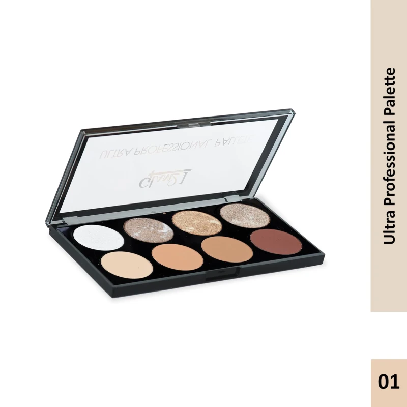 Glam21 Ultra Professional Baked Contour &amp; Highlighter Makeup Palette | 8 Versatile Shades for Sun-Kissed &amp; Shimmery Glow | Blendable, Long-Lasting Face Palette for Radiant| 21gm, Shade-01 - Thumbnail 2