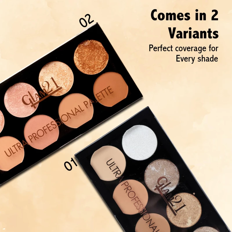 Glam21 Ultra Professional Baked Contour &amp; Highlighter Makeup Palette | 8 Versatile Shades for Sun-Kissed &amp; Shimmery Glow | Blendable, Long-Lasting Face Palette for Radiant| 21gm, Shade-01 - Thumbnail 5