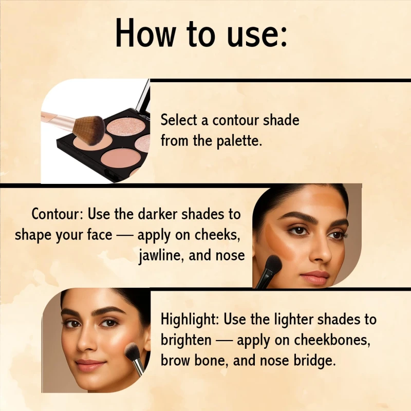 Glam21 Ultra Professional Baked Contour &amp; Highlighter Makeup Palette | 8 Versatile Shades for Sun-Kissed &amp; Shimmery Glow | Blendable, Long-Lasting Face Palette for Radiant| 21gm, Shade-01 - Thumbnail 6