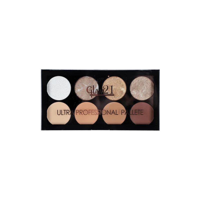 Glam21 Ultra Professional Baked Contour &amp; Highlighter Makeup Palette | 8 Versatile Shades for Sun-Kissed &amp; Shimmery Glow | Blendable, Long-Lasting Face Palette for Radiant| 21gm, Shade-01 - Thumbnail 7