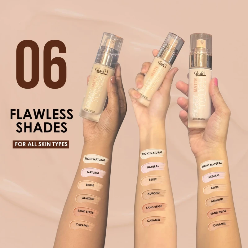 Glam21 Velvet Touch Oil Control Silk Foundation|Waterproof, High Coverage, Velvet Matte Finish,Ultimate Full coverage, Lightweight and Breathable,SPF 35 Long Lasting|Beige-50gm thumbnail 7