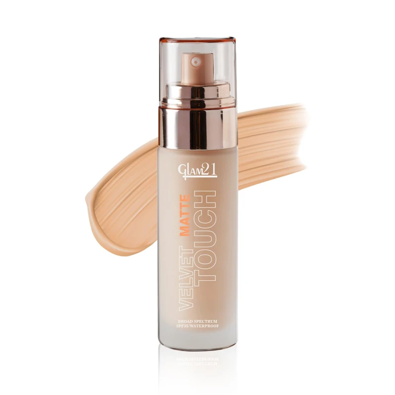 Glam21 Velvet Touch Oil Control Silk Foundation|Waterproof, High Coverage, Velvet Matte Finish,Ultimate Full coverage, Lightweight and Breathable,SPF 35 Long Lasting|Caramel-50gm thumbnail 2