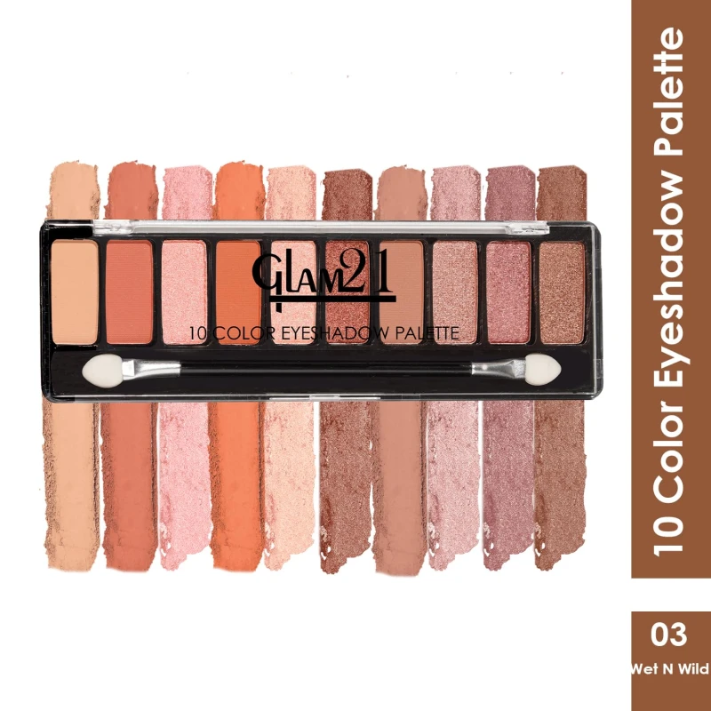 Glam21 Wet N Wild 10 Color Eyeshadow Palette |Long-Lasting | Smudge Free | Long Wearing And Easily Blendable Eye Makeup Palette Matte, Shimmery And Metallic Finish thumbnail 9