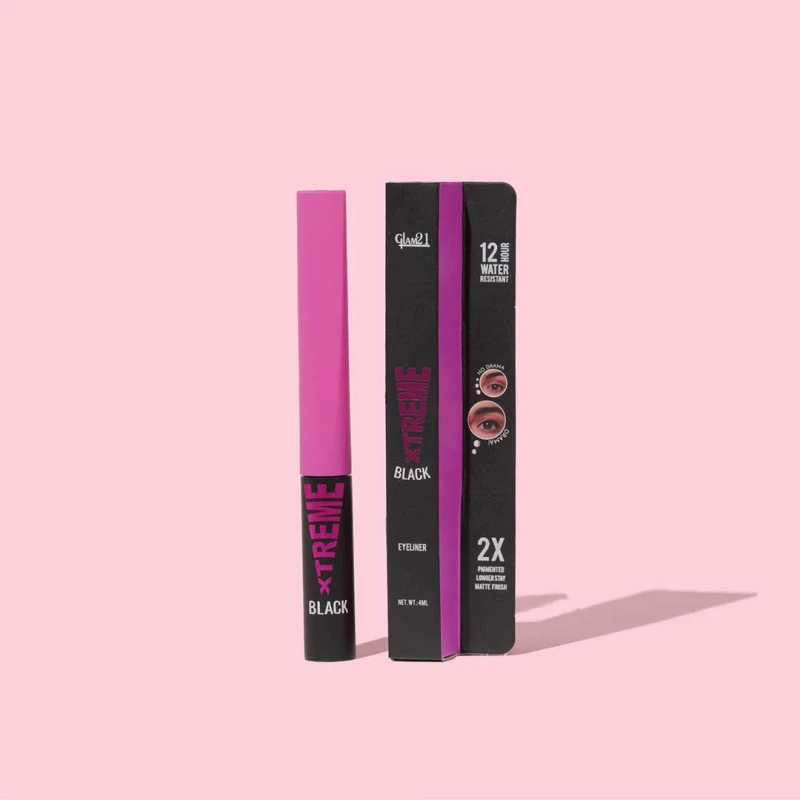 Glam21 Xtreme Black Eyeliner | Intense Matte Finish | Smudge-Proof &amp; Water-Resistant | 12-Hour Long Stay | Quick-Drying Fine Tip Liquid Eyeliner | Precise Eye Definition | 4ml thumbnail 2