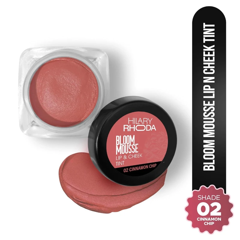 Hilary Rhoda Bloom Mousse Lip N Cheek Tint | Waterproof &amp; Smudge-Proof | 12-Hour Stay | Non-Drying Formula | Mousse Texture | Matte Finish - 6g (Cinnamon chip - Shade 02) - Thumbnail 2