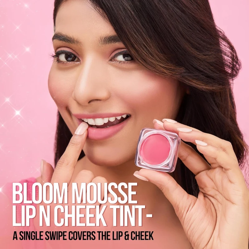 Hilary Rhoda Bloom Mousse Lip N Cheek Tint | Waterproof &amp; Smudge-Proof | 12-Hour Stay | Non-Drying Formula | Mousse Texture | Matte Finish - 6g (Flashy Pink - Shade 03) thumbnail 4