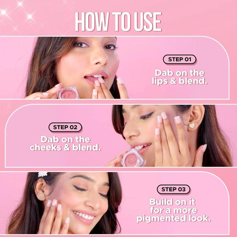 Hilary Rhoda Bloom Mousse Lip N Cheek Tint | Waterproof &amp; Smudge-Proof | 12-Hour Stay | Non-Drying Formula | Mousse Texture | Matte Finish - 6g (Pink Candy - Shade 01) thumbnail 6