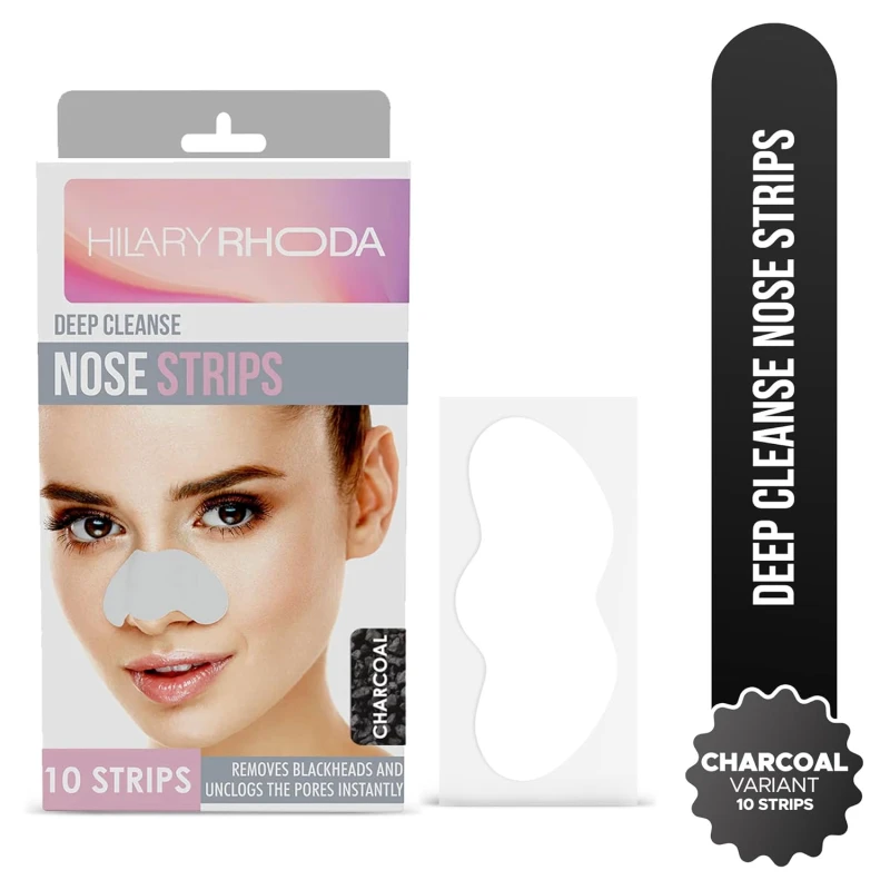Hilary Rhoda Charcoal Nose Strips Pack of 10 Strips for Blackhead &amp; Whitehead Remover | Deep Cleansing Pore Strips for Nose | Oil Control Formula (Charcoal - Shade 01) thumbnail 2