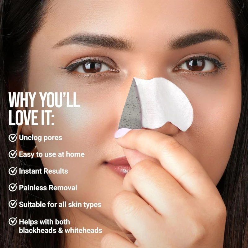 Hilary Rhoda Charcoal Nose Strips Pack of 10 Strips for Blackhead &amp; Whitehead Remover | Deep Cleansing Pore Strips for Nose | Oil Control Formula (Charcoal - Shade 01) thumbnail 4