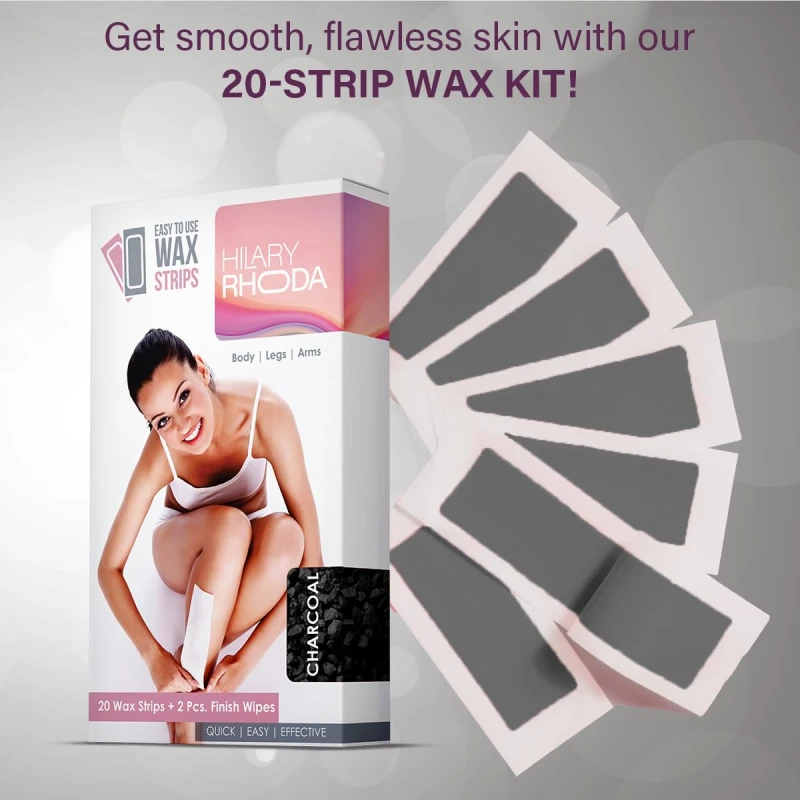 Hilary Rhoda Easy To Use Wax Strips | Gel Wax Hair Removal | Full Body Wax Strips for Arms,Legs &amp; Body | Salon Like Results at Home Wax Strips | With 2 Finish Wipes | 20 Strips (Charcoal - Shade 01) thumbnail 5
