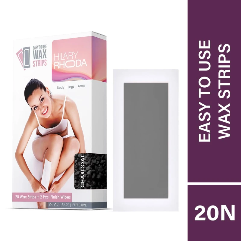 Hilary Rhoda Easy To Use Wax Strips | Gel Wax Hair Removal | Full Body Wax Strips for Arms,Legs &amp; Body | Salon Like Results at Home Wax Strips | With 2 Finish Wipes | 20 Strips (Charcoal - Shade 01) thumbnail 7