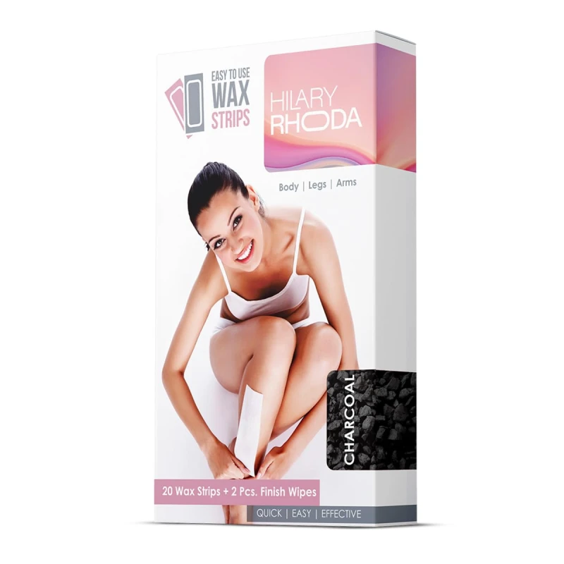 Hilary Rhoda Easy To Use Wax Strips | Gel Wax Hair Removal | Full Body Wax Strips for Arms,Legs &amp; Body | Salon Like Results at Home Wax Strips | With 2 Finish Wipes | 20 Strips (Charcoal - Shade 01) thumbnail 8