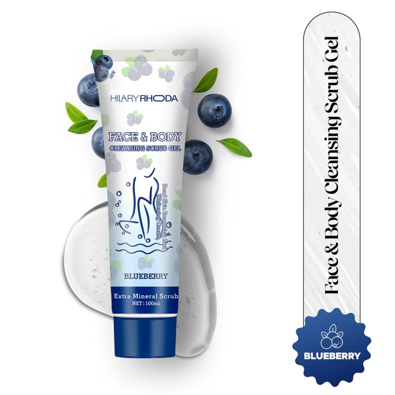 Hilary Rhoda Face &amp; Body Cleansing Scrub Gel | Dead Skin Removing Cleansing Scrub Gel | Gently Exfoliates Skin Cells | Removes Dirt &amp; Oil | 100ml (Blueberry -Shade 01) - Thumbnail 2