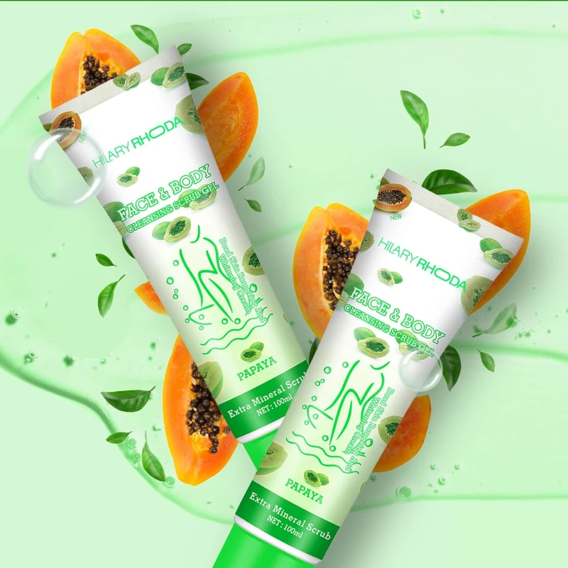 Hilary Rhoda Face &amp; Body Cleansing Scrub Gel | Dead Skin Removing Cleansing Scrub Gel | Gently Exfoliates Skin Cells | Removes Dirt &amp; Oil | 100ml (Papaya-Shade 03) thumbnail 6