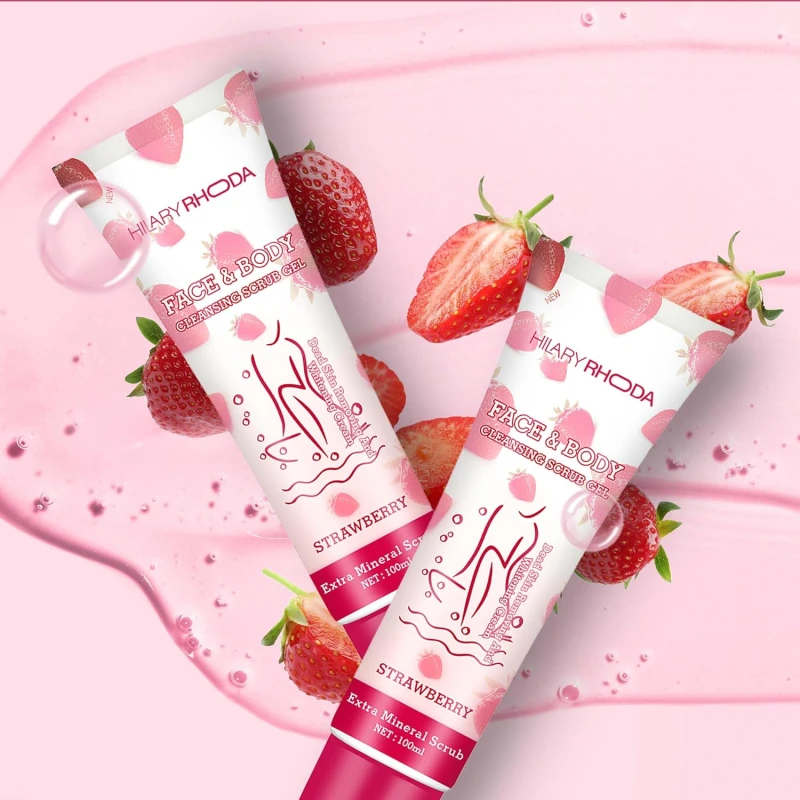 Hilary Rhoda Face &amp; Body Cleansing Scrub Gel | Dead Skin Removing Cleansing Scrub Gel | Gently Exfoliates Skin Cells | Removes Dirt &amp; Oil | 100ml (Strawberry -Shade 04) - Thumbnail 6