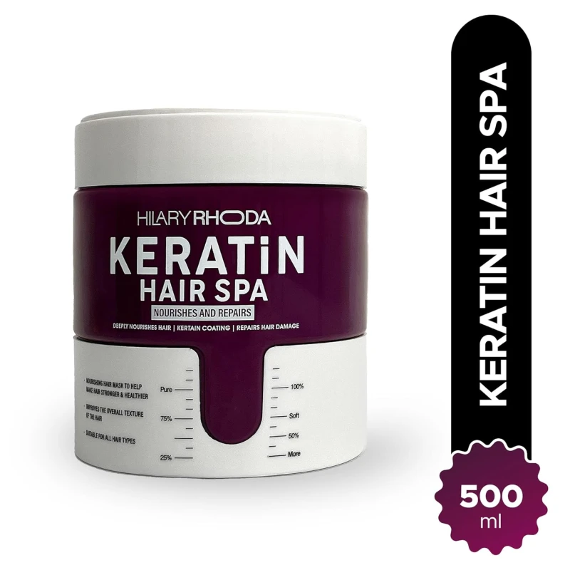 Hilary Rhoda Keratin Hair Spa | Deep Conditioning For Dry, Frizzy &amp; Damaged Hair | Total Hair Repair | Strengthening &amp; Smoothing Hair |Keratin Smoothening |At-Home Hair Spa Treatment- 500ml - Thumbnail 2