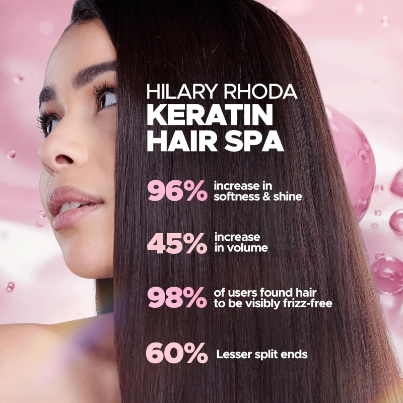Hilary Rhoda Keratin Hair Spa | Deep Conditioning For Dry, Frizzy &amp; Damaged Hair | Total Hair Repair | Strengthening &amp; Smoothing Hair |Keratin Smoothening |At-Home Hair Spa Treatment- 500ml - Thumbnail 6