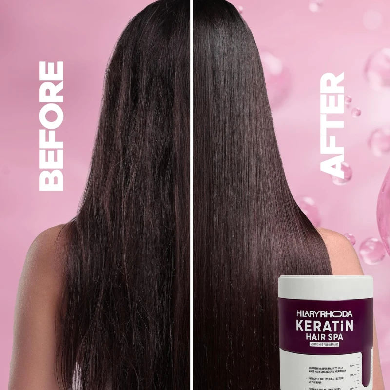 Hilary Rhoda Keratin Hair Spa | Deep Conditioning For Dry, Frizzy &amp; Damaged Hair | Total Hair Repair | Strengthening &amp; Smoothing Hair |Keratin Smoothening |At-Home Hair Spa Treatment- 500ml - Thumbnail 8