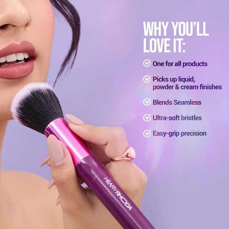 Hilary Rhoda One Touch makeup Brush | Soft Bristle Brush for Foundation &amp; Blush – Non-Absorbing | Multi-Use for Cream | Liquid &amp; Powder for Flawless Makeup Application thumbnail 5