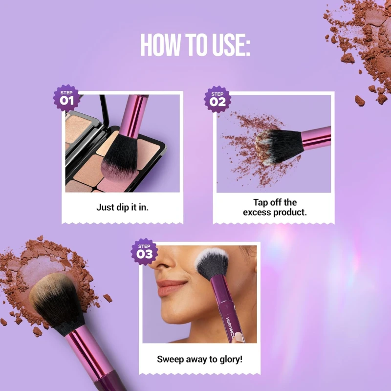 Hilary Rhoda One Touch makeup Brush | Soft Bristle Brush for Foundation &amp; Blush – Non-Absorbing | Multi-Use for Cream | Liquid &amp; Powder for Flawless Makeup Application thumbnail 6