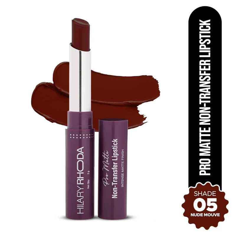Hilary Rhoda Pro Matte Non-Transfer Lipstick | Waterproof &amp; Smudge-Proof | 12-Hour Long Stay | 24 Shades Available | Highly Pigmented Matte Finish Lipstick | 2g - (Nude Mouve | Shade 05) thumbnail 2