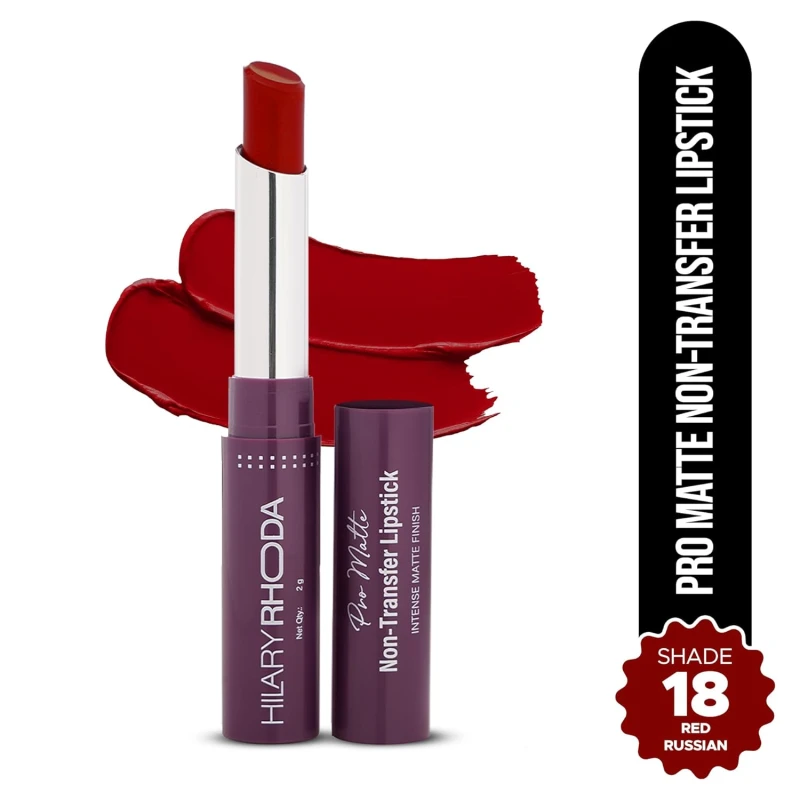 Hilary Rhoda Pro Matte Non-Transfer Lipstick | Waterproof &amp; Smudge-Proof | 12-Hour Long Stay | 24 Shades Available | Highly Pigmented Matte Finish Lipstick | 2g - (Red Russian | Shade18) - Thumbnail 2