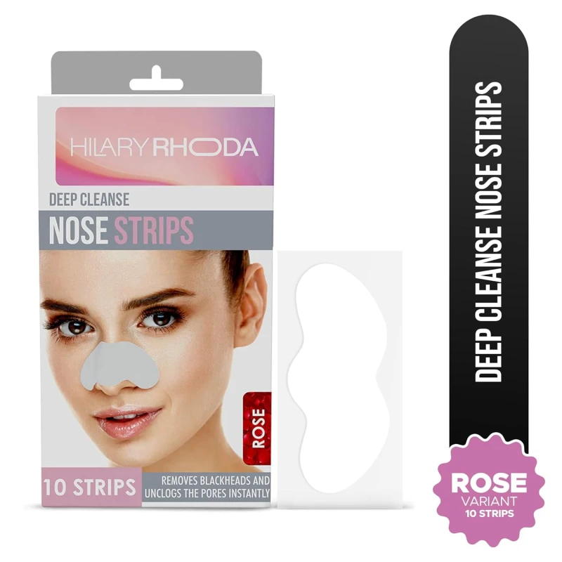 Hilary Rhoda Rose Nose Strips Pack of 10 Strips for Blackhead &amp; Whitehead Remover | Deep Cleansing Pore Strips for Nose | Oil Control Formula SHADE 02) thumbnail 2