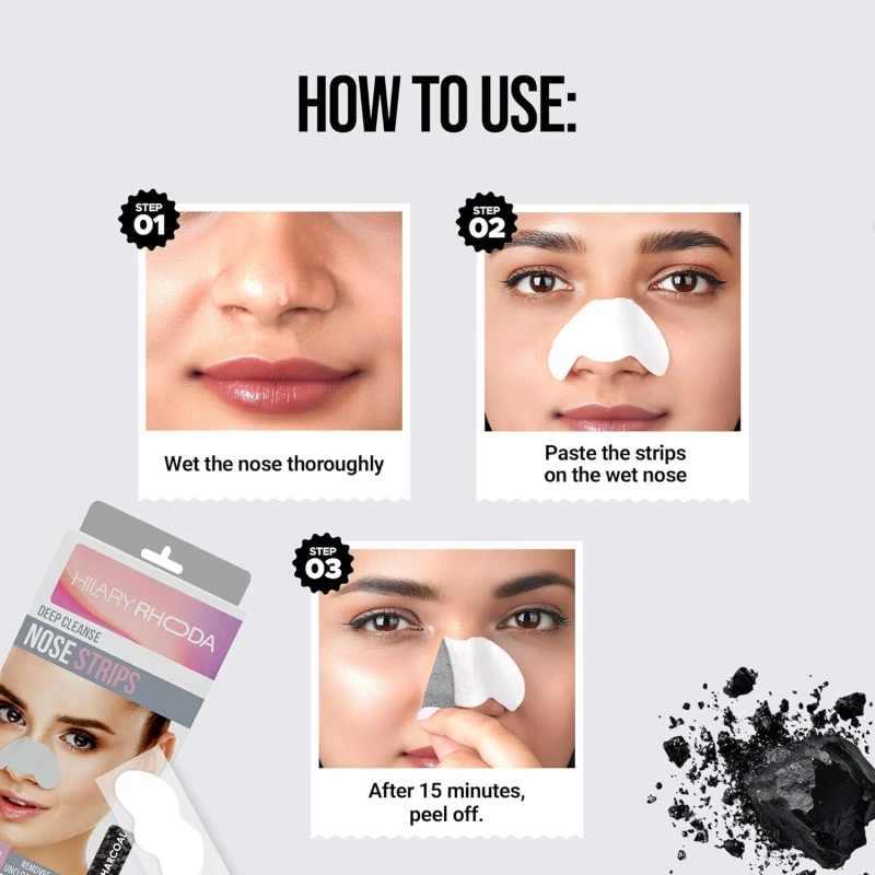 Hilary Rhoda Rose Nose Strips Pack of 10 Strips for Blackhead &amp; Whitehead Remover | Deep Cleansing Pore Strips for Nose | Oil Control Formula SHADE 02) thumbnail 5