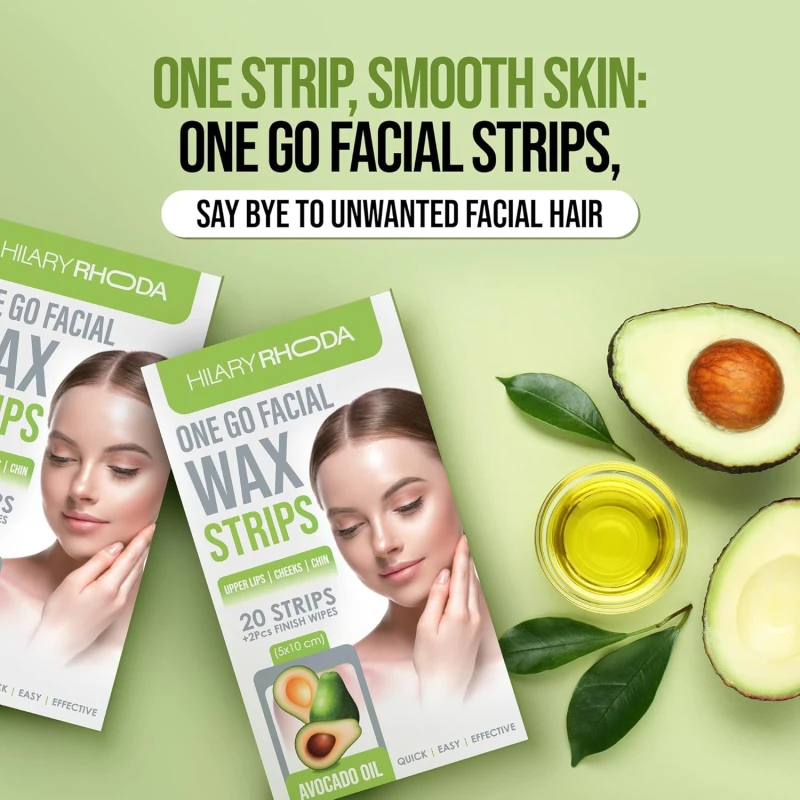 Hilary Rhoda Women One Go Facial Wax Strips | Lavender Extract | Ready-to-Use for Upper Lip, Chin &amp; Cheeks | Hair Removal Strips with 2 Wipes | Painless, Quick &amp; Gentle Waxing | 20 Strips thumbnail 3