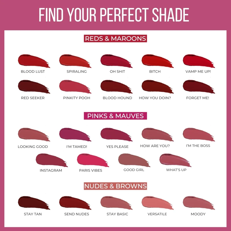 INSIGHT 24 Hrs Non-Transfer Matte Lipstick | Lightweight, Highly Pigmented, Long Wear | Kiss Proof &amp; Smudge Proof | With Vitamin E &amp; Jojoba Oil | Vegan, Toxin Free | Shade - 01 Vamp Me Up (3g) thumbnail 5