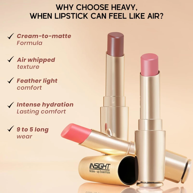 INSIGHT Air Whip Lipstick - Billionaire Rouge| Blurred Matte Finish | Air Whipped Mousse Texture | Ultra Lightweight, Buildable Pigment | Hydrating Long Wear Comfort - 3.75g thumbnail 4