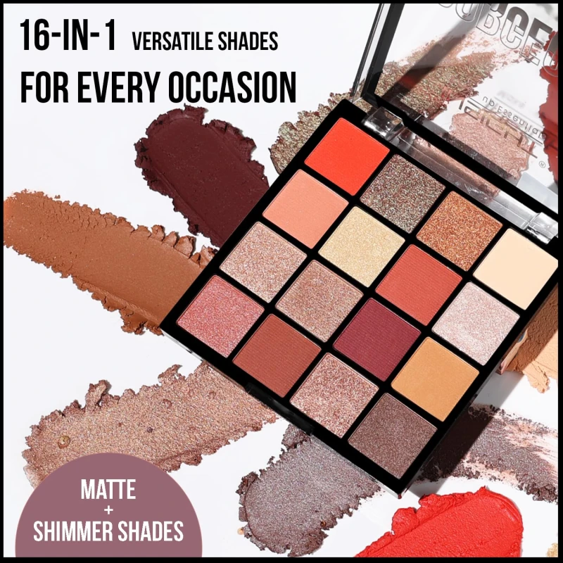 INSIGHT Cosmetics Gorgeous 16 Color Eyeshadow Palette|Matte|Shimmer|Beginner Friendly &amp; Long Lasting |Long Wearing And Easily Blendable Eye Makeup Palette, 37gm(MK09-Retro Vibes),Multicolor thumbnail 3