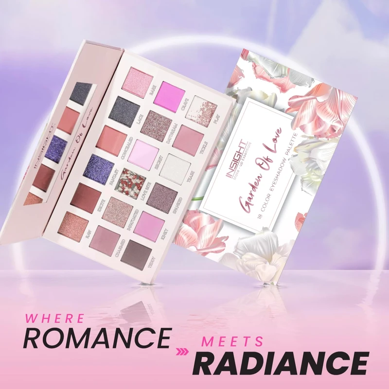 INSIGHT Garden of Love Eyeshadow Palette | 18 Pigmented Shades with Metallic, Shimmer &amp; Multi-Finish Colors | Long-Lasting, Blendable Eye Makeup for Day or Night | 40g - Thumbnail 3
