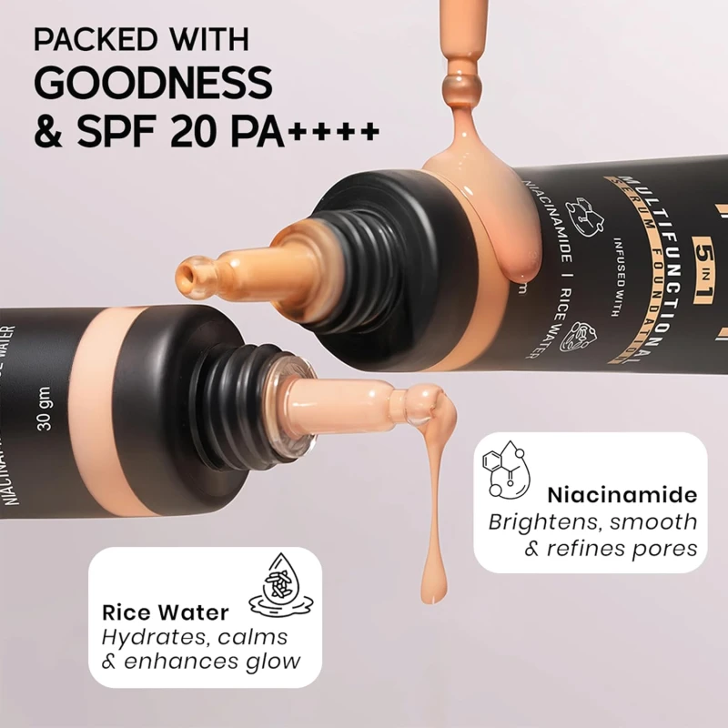 INSIGHT Skin Tint 5-in-1 Serum Foundation (30g) | SPF 20 PA++++ | Lightweight, Hydrating &amp; Brightening with Niacinamide &amp; Rice Water | Primer, Moisturizer &amp; Sunscreen in One | For All Skin Types - Shade: Hazelnut Shot thumbnail 2