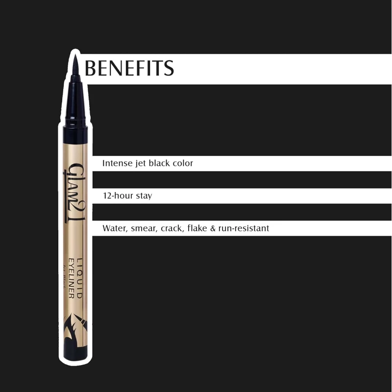 Intense jet black color 12-hour stay Water, smear, crack, flake &amp; run-resistant Perfect for creating prominent eye looks Felt Tip for Free-Flowing Glide thumbnail 3