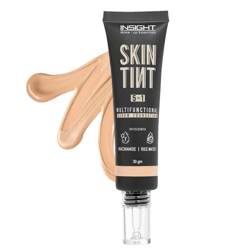NSIGHT Skin Tint 5-in-1 Serum Foundation (30g) | SPF 20 PA++++ | Lightweight, Hydrating &amp; Brightening with Niacinamide &amp; Rice Water | Primer, Moisturizer &amp; Sunscreen in One | For All Skin Types - Shade: Latte Please ! thumbnail 6