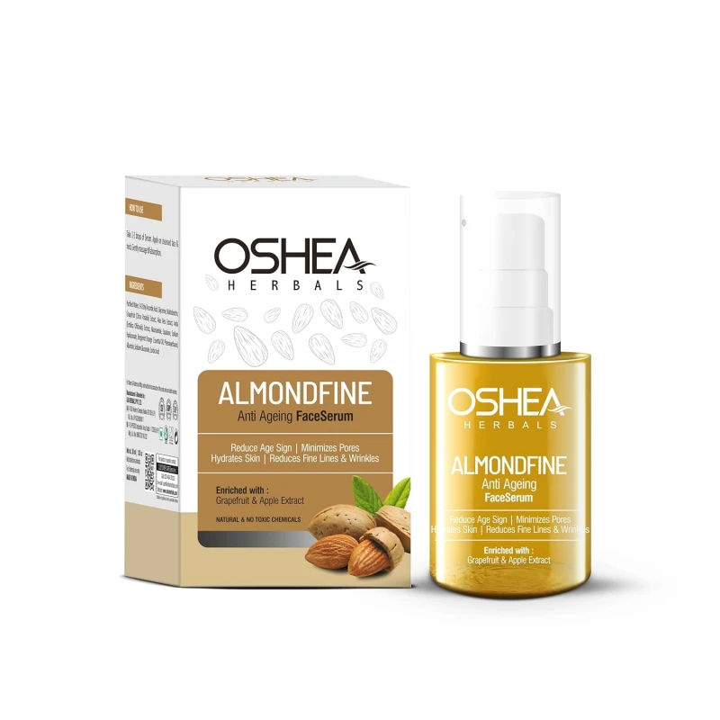 Oshea Herbals Almondfine Anti Ageing Face Serum for Women &amp; Men | Reduces Fine Lines &amp; Wrinkles | Boosts Hydration &amp; Skin Elasticity | Enriched with Grapefruit &amp; Apple Extracts | All Skin Types 30ml - Thumbnail 2